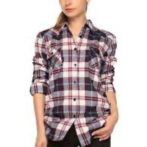 Matchstick Long Sleeve Flannel Plaid Checked Button Down Shirt
